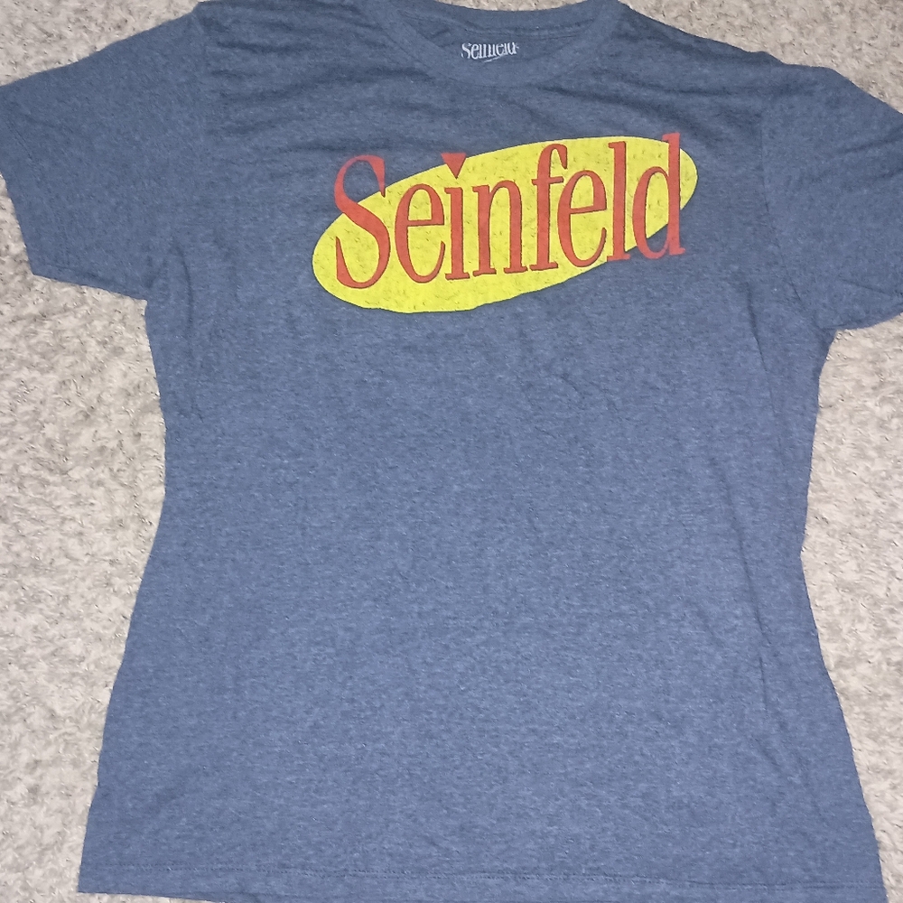 Seinfeld T-shirt Women's Size Large Color Blue Yellow Sitcom 90s Kramer‎ Classic